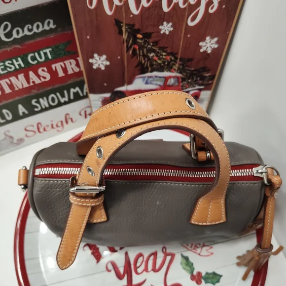 ❤️EUC Dooney and Bourke Kendra Mini Crossbody Satchel Bag, Grey & Tan Leather - Picture 12 of 16